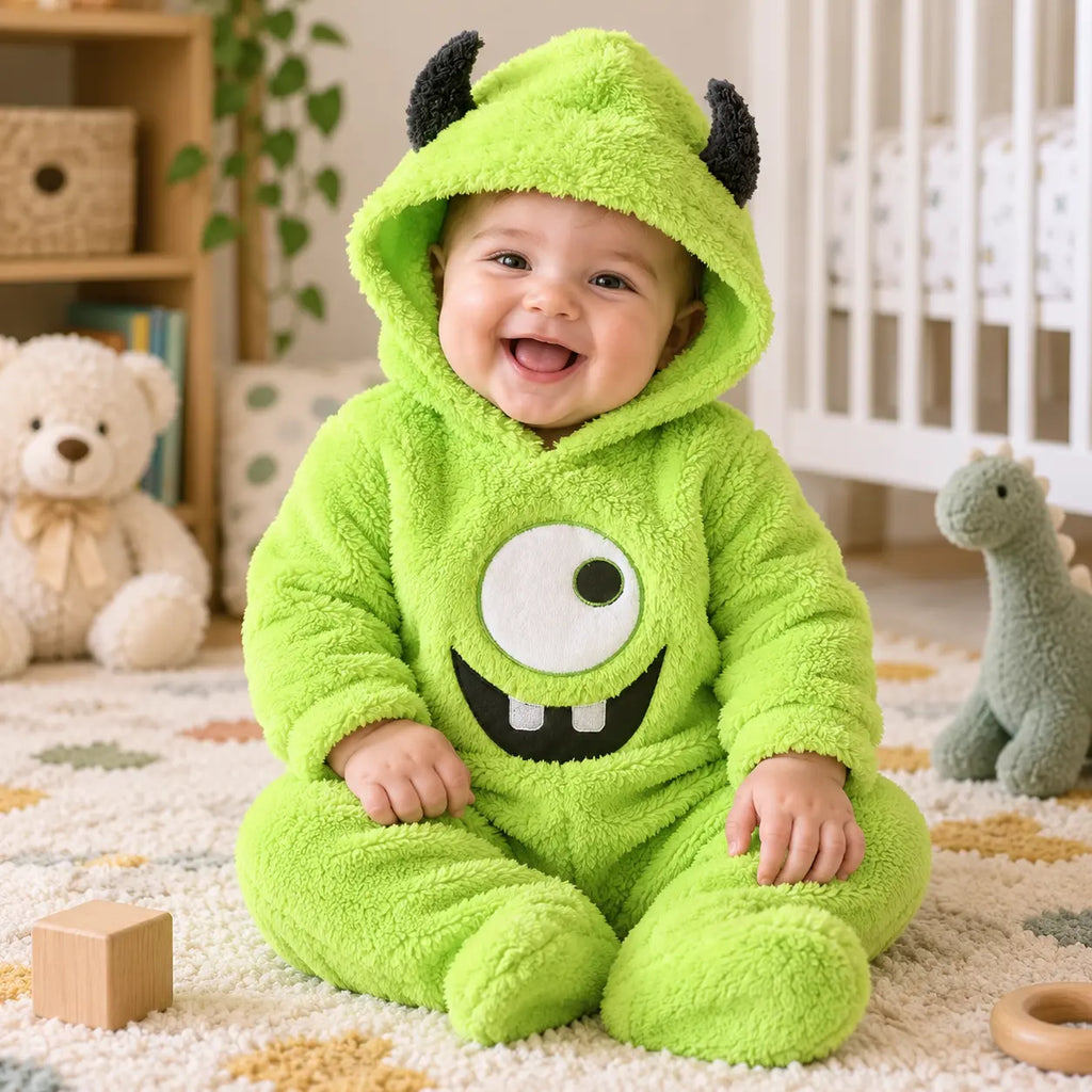 Baby Monster Knit Romper with Demon Ear Hat