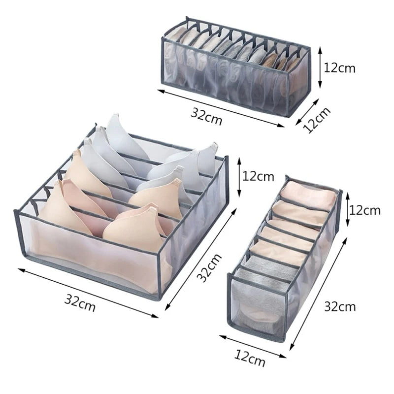 Clothes Organizer Drawer Divider – Foldable Grid Bins for Underwear, Socks, and Closet Storage