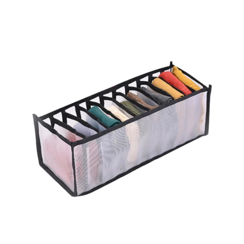 Clothes Organizer Drawer Divider – Foldable Grid Bins for Underwear, Socks, and Closet Storage