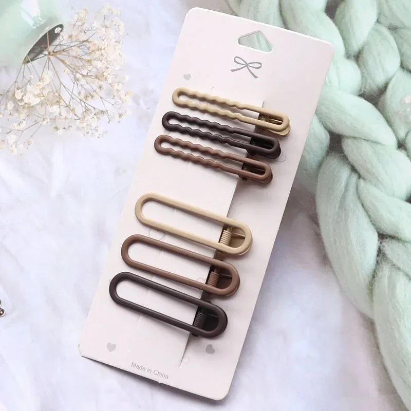 Korean Hair Clips for Women – Side Pins, Duckbill & Flat Clips Set (6pcs)