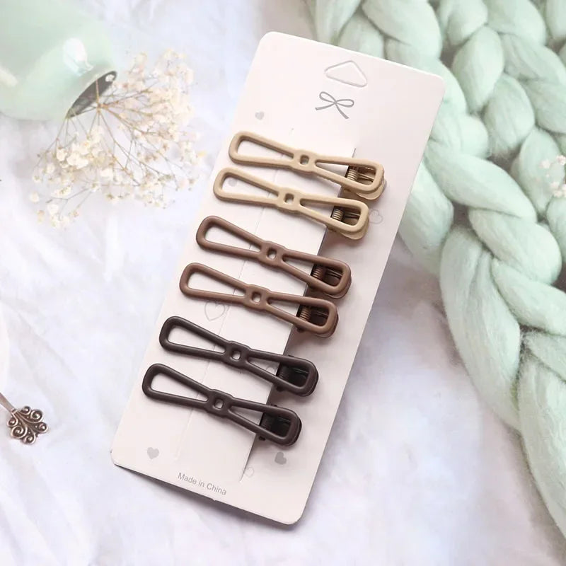 Korean Hair Clips for Women – Side Pins, Duckbill & Flat Clips Set (6pcs)