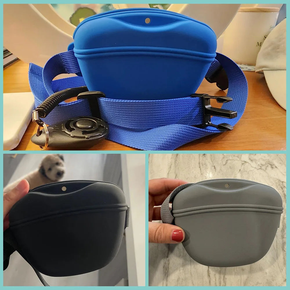 Silicone Dog Treat Bag with Belt – Portable Training Snack Pouch for Dogs