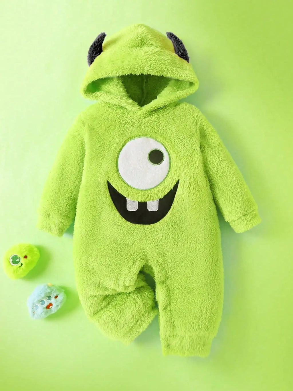 Baby Monster Knit Romper with Demon Ear Hat