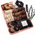 Satin Scrunchies & Hair Ties Set for Women – Seamless Ponytail Holders (55pcs)
