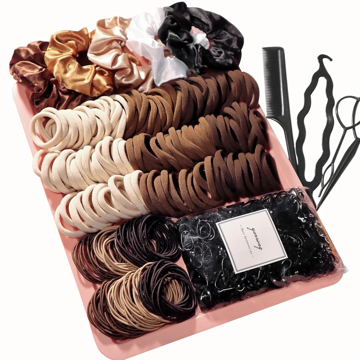 Satin Scrunchies & Hair Ties Set for Women – Seamless Ponytail Holders (55pcs)
