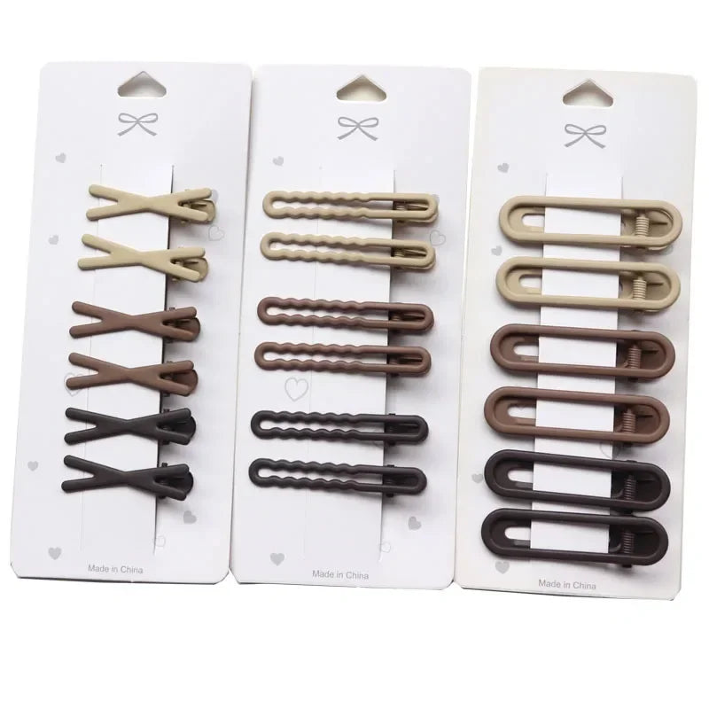 Korean Hair Clips for Women – Side Pins, Duckbill & Flat Clips Set (6pcs)