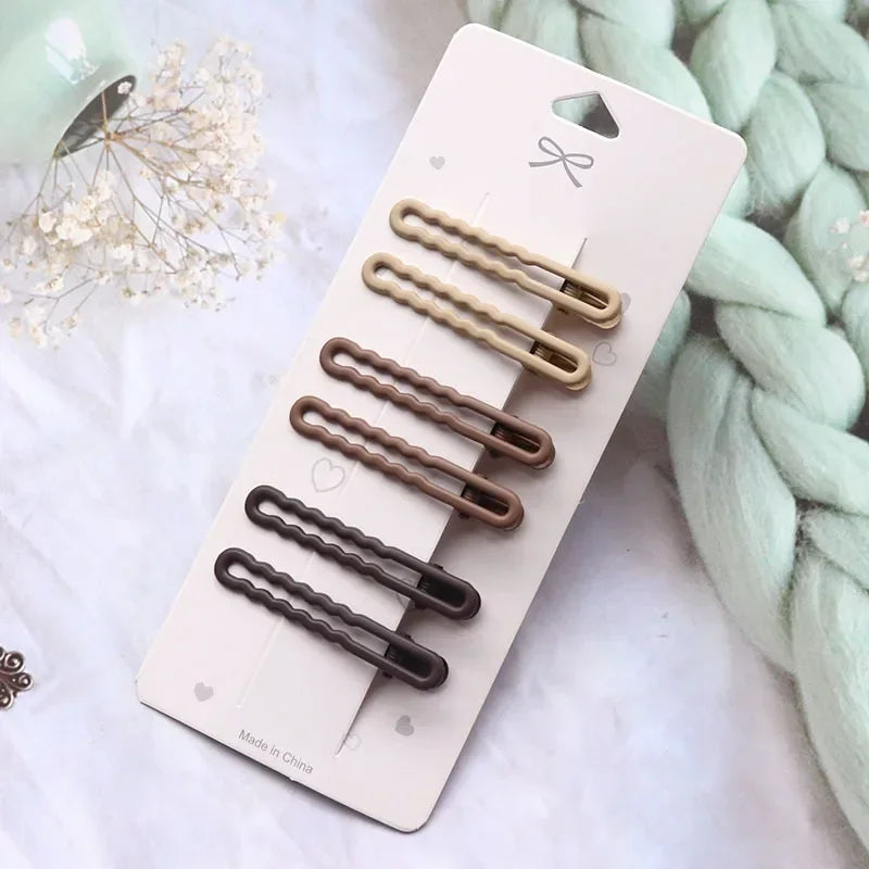 Korean Hair Clips for Women – Side Pins, Duckbill & Flat Clips Set (6pcs)