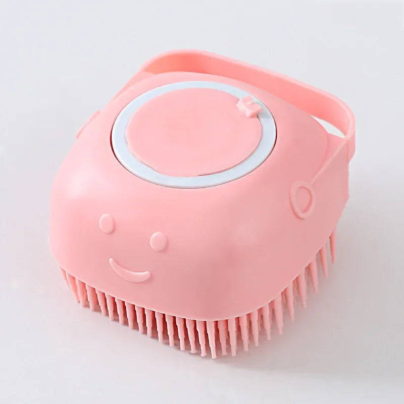 Pet Shampoo Massager Brush – Silicone Bath and Grooming Brush for Dogs and Cats