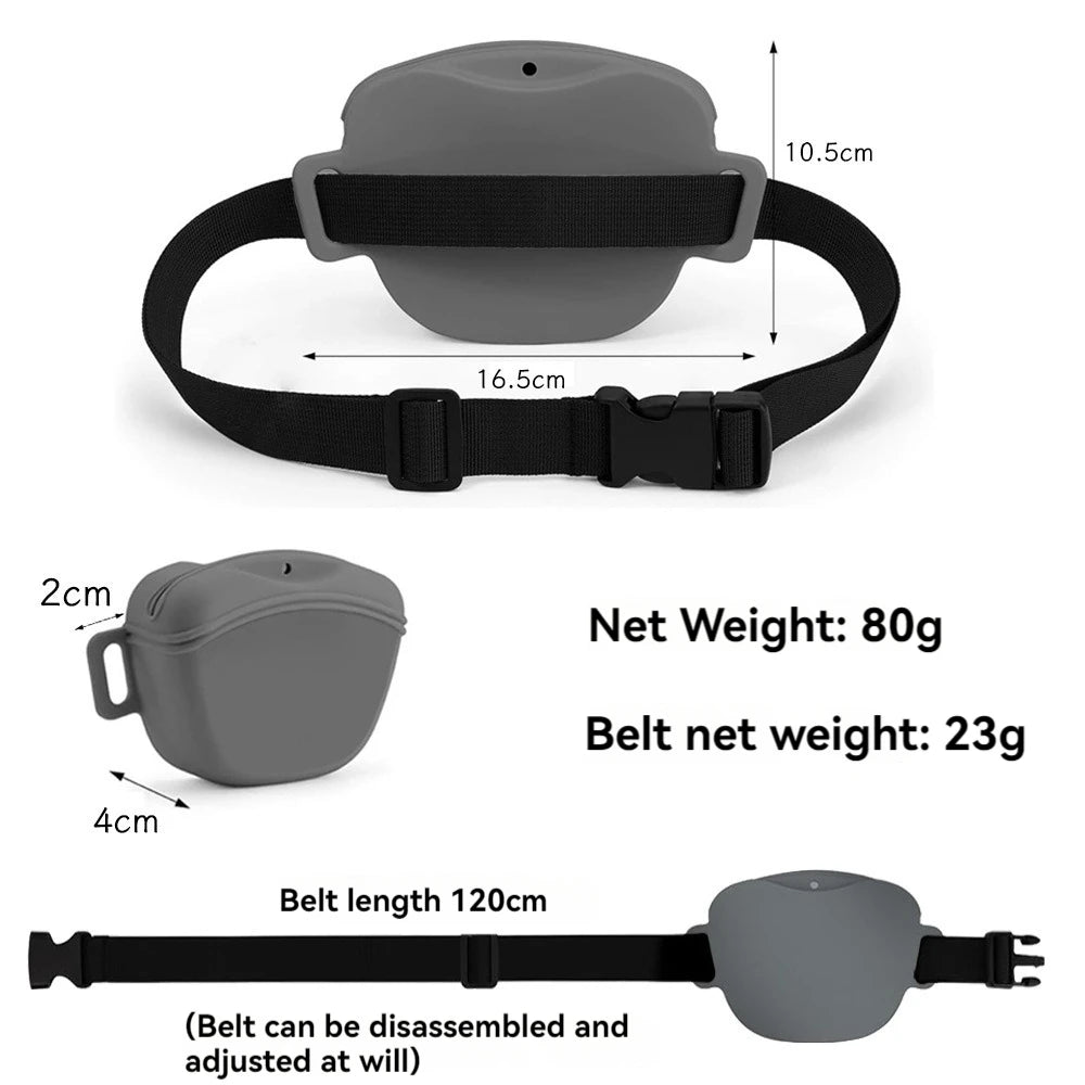 Silicone Dog Treat Bag with Belt – Portable Training Snack Pouch for Dogs