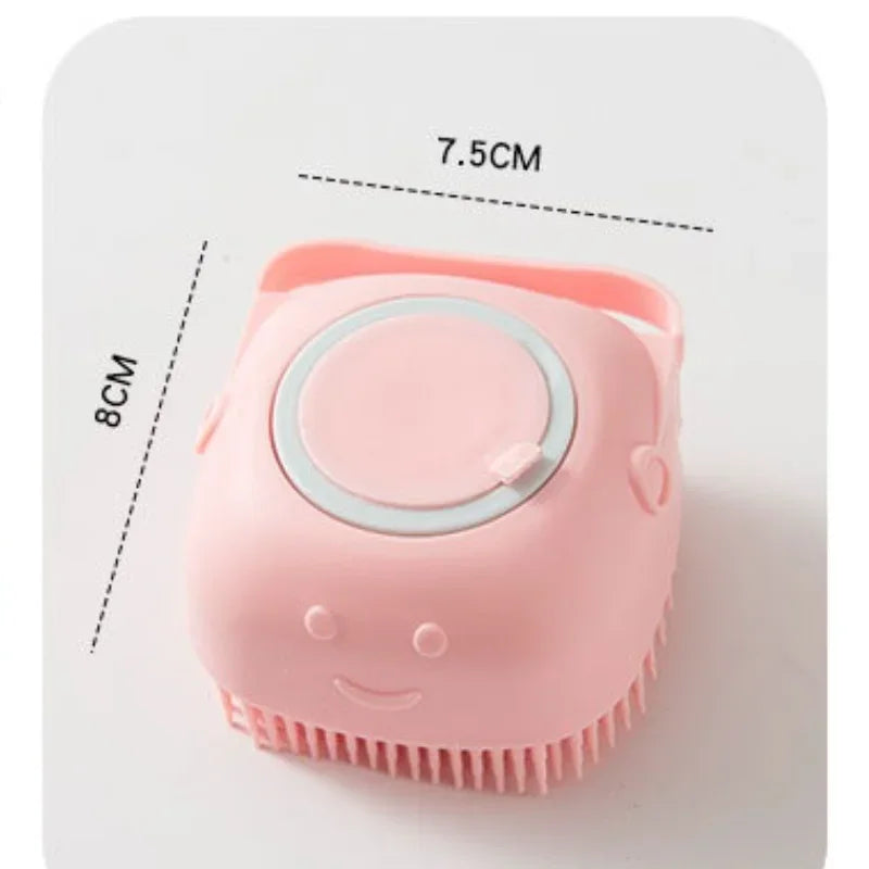 Pet Shampoo Massager Brush – Silicone Bath and Grooming Brush for Dogs and Cats