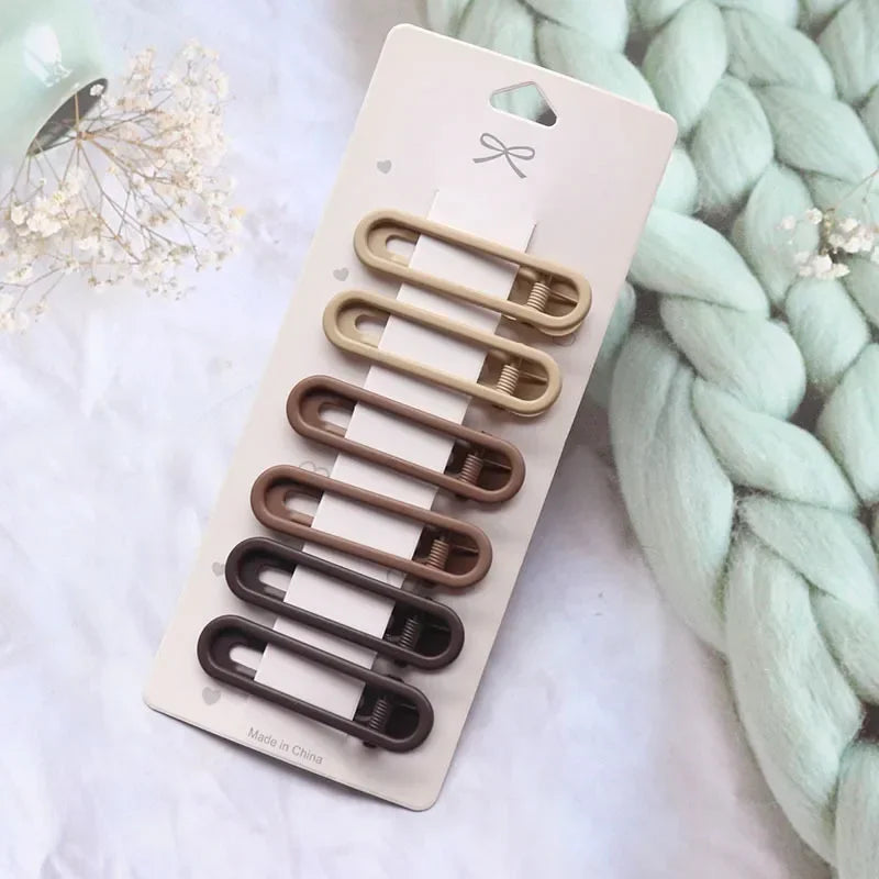 Korean Hair Clips for Women – Side Pins, Duckbill & Flat Clips Set (6pcs)