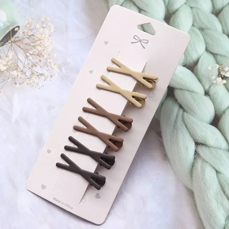 Korean Hair Clips for Women – Side Pins, Duckbill & Flat Clips Set (6pcs)