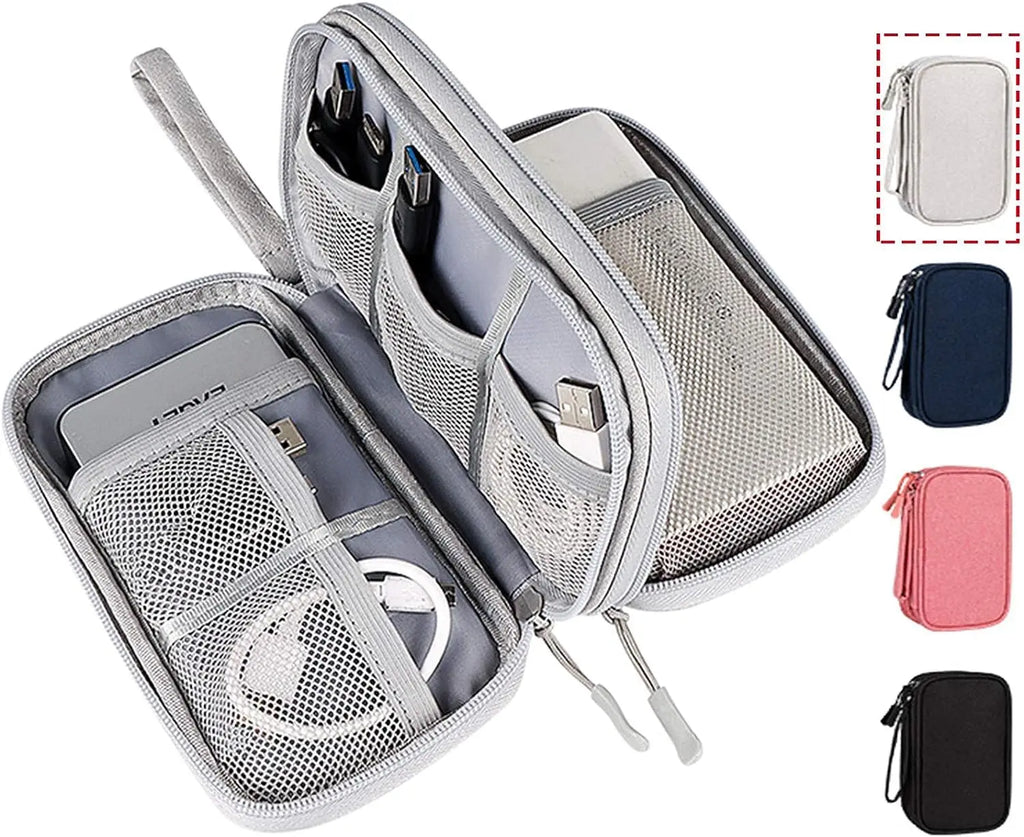 Travel Cable Storage Organizer Pouch – Waterproof Double-Layer Tech Bag for Cables, Chargers, and Accessories