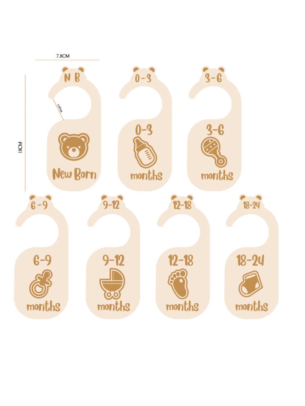 Wooden Baby Closet Dividers - Set of 7