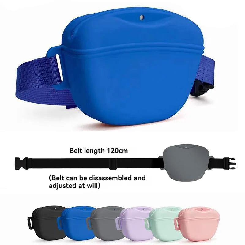 Silicone Dog Treat Bag with Belt – Portable Training Snack Pouch for Dogs