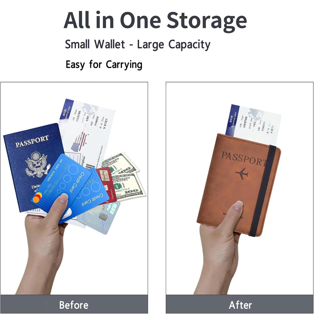 Passport Holder Wallet Cover Case – RFID Blocking Travel Wallet for Women and Men